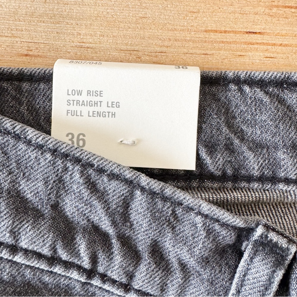 Zara Low Rise Straight Leg Full Length Charcoal Denim Jeans Size 4 - Picture 7 of 10